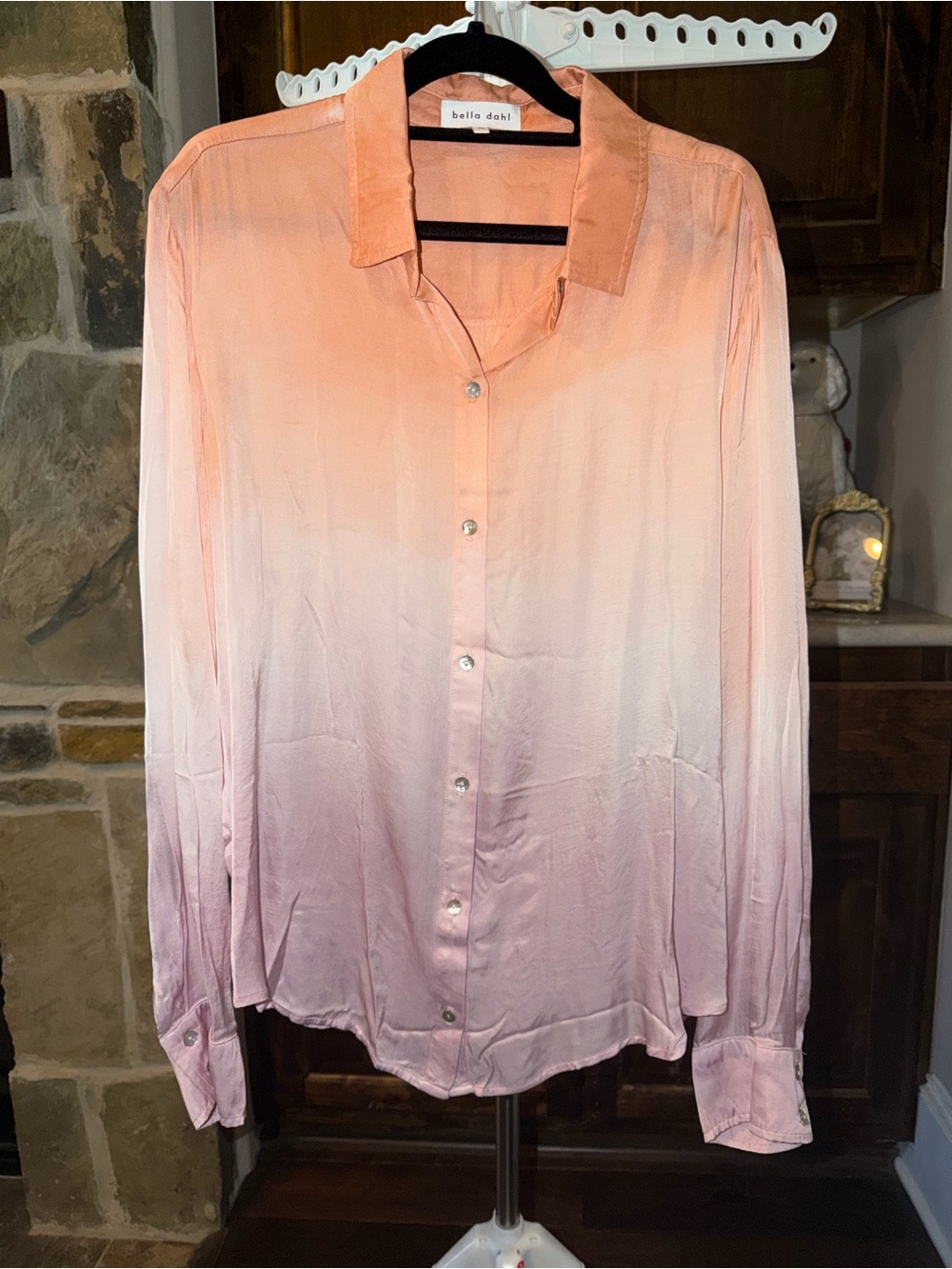 Bella Dahl Peach to Lavender Ombre Button-Down Shirt